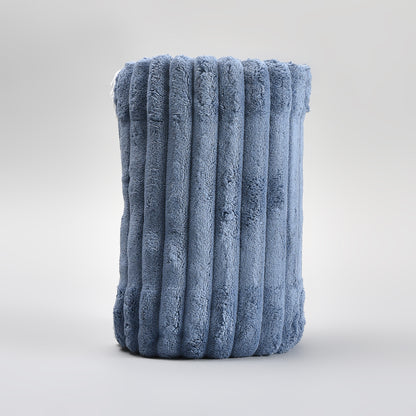 Mumuso Ribbed Coral Velvet Bath Towel: Blue