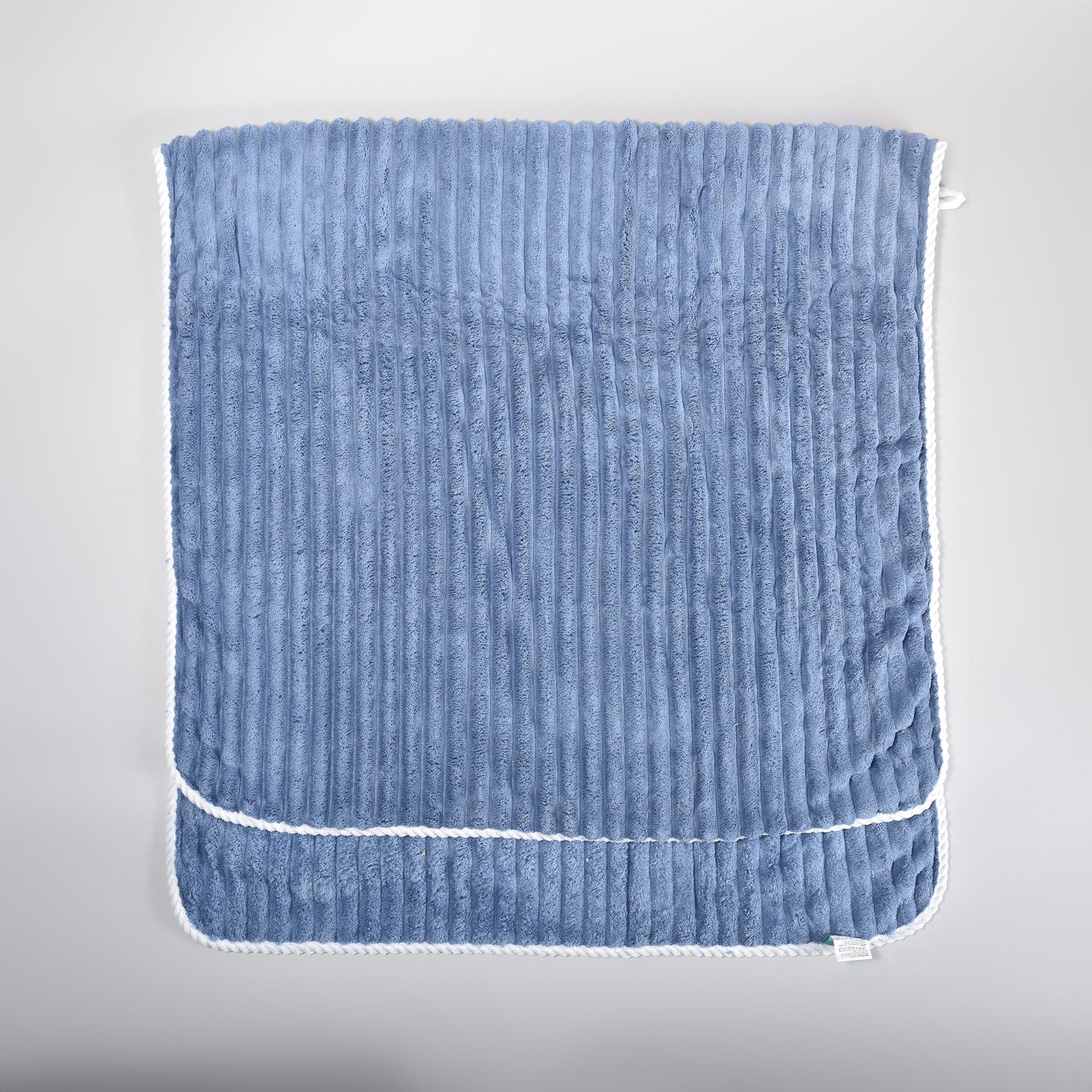 Mumuso Ribbed Coral Velvet Bath Towel: Blue