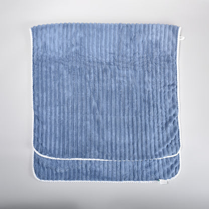 Mumuso Ribbed Coral Velvet Bath Towel: Blue