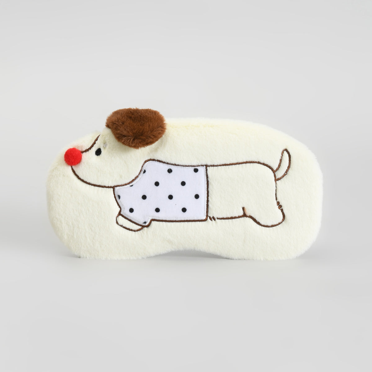 Cute Soft Plush Dog Sleeping Eye Mask: White/Brow