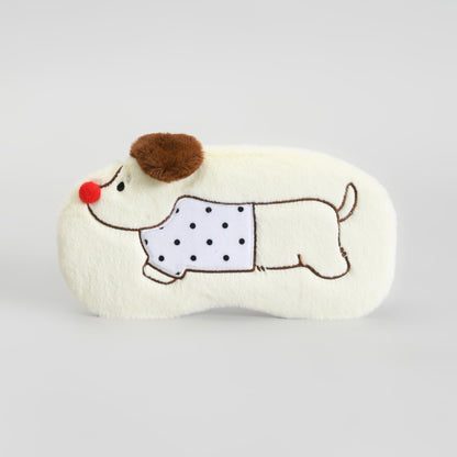 Cute Soft Plush Dog Sleeping Eye Mask: White/Brow