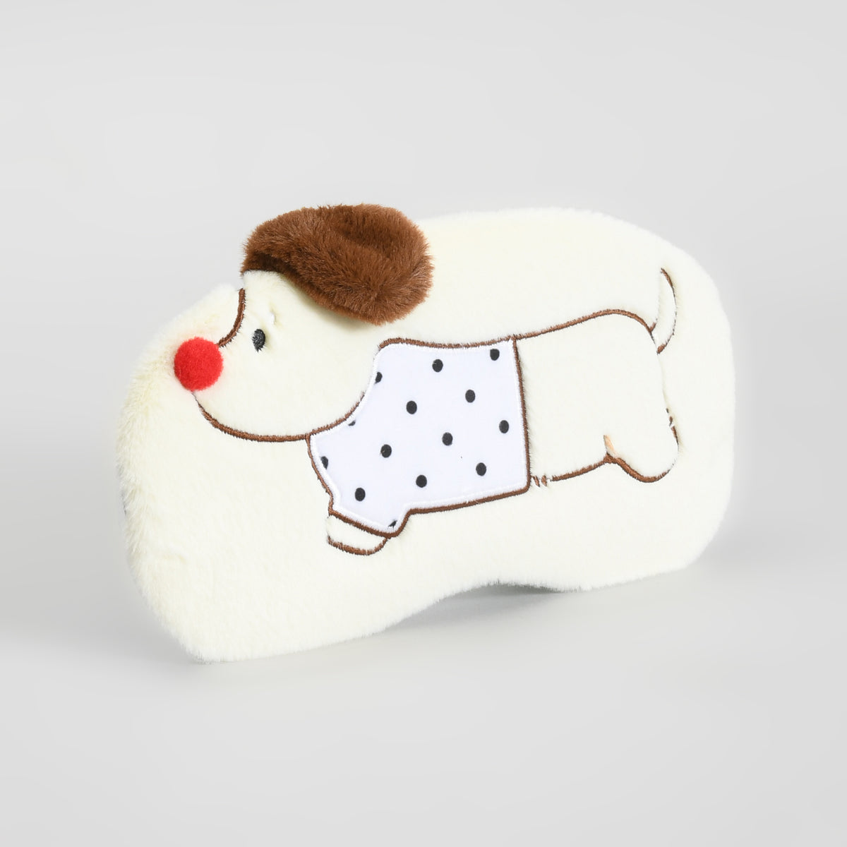 Cute Soft Plush Dog Sleeping Eye Mask: White/Brow
