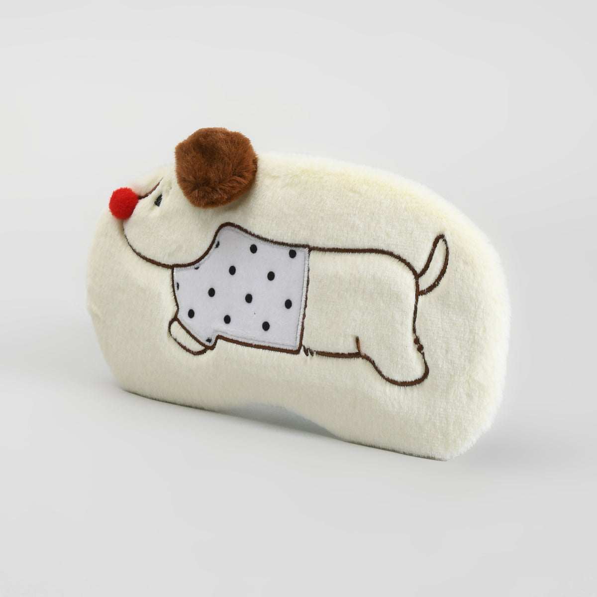 Cute Soft Plush Dog Sleeping Eye Mask: White/Brow