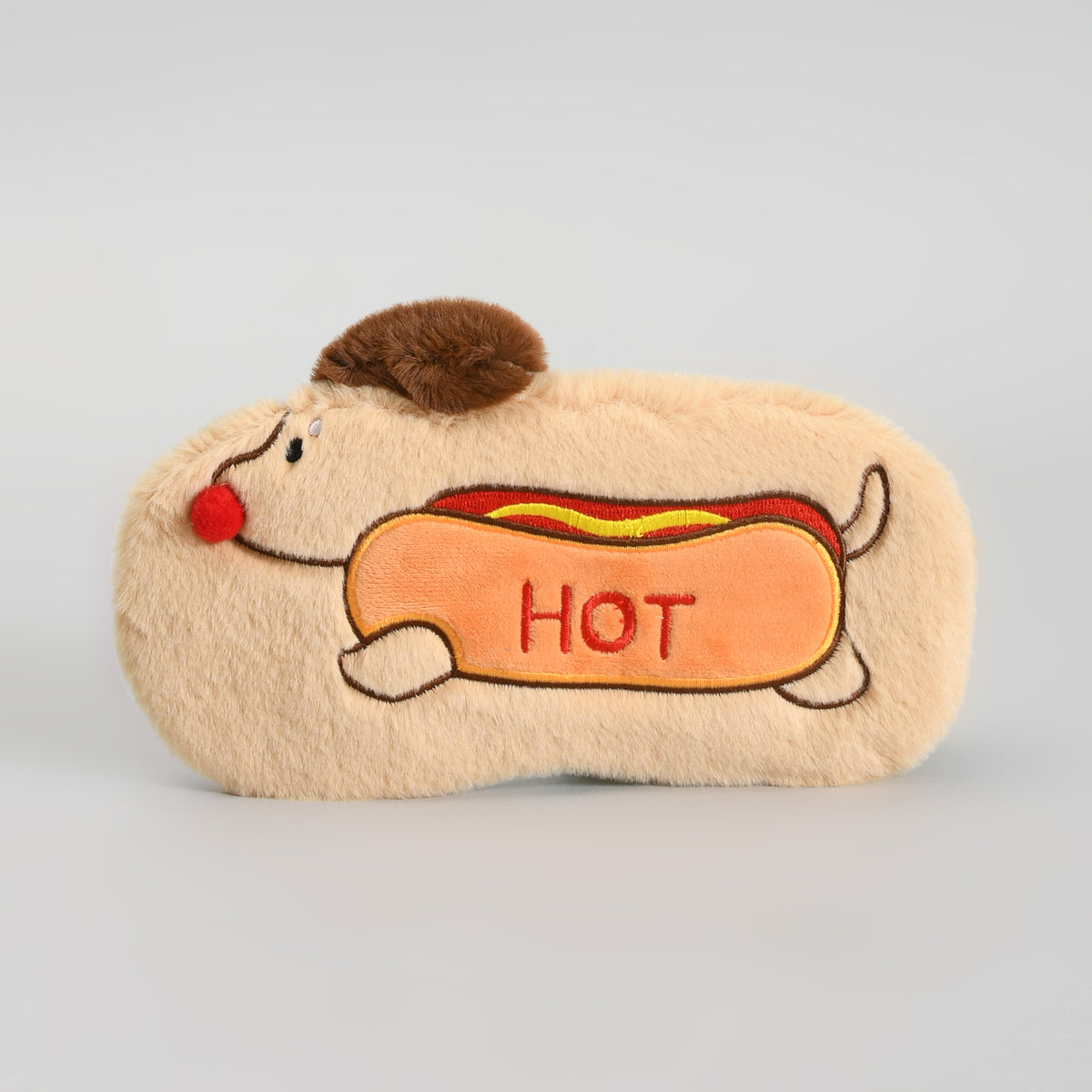 Cute Soft Plush Dog Sleeping Eye Mask: White/Brow