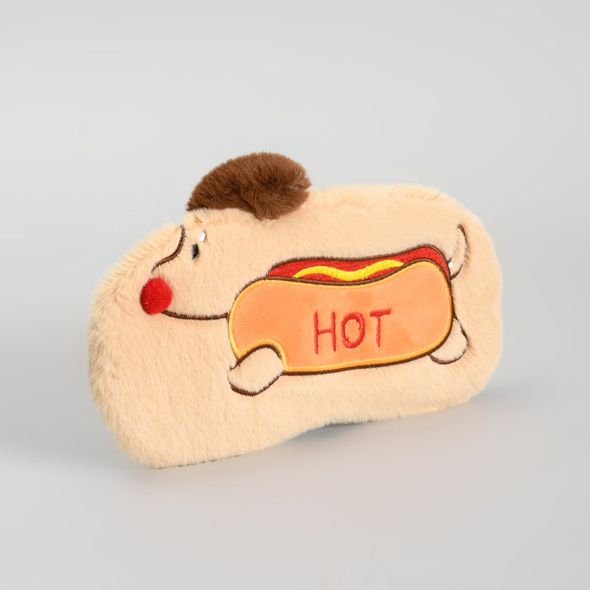 Cute Soft Plush Dog Sleeping Eye Mask: White/Brow