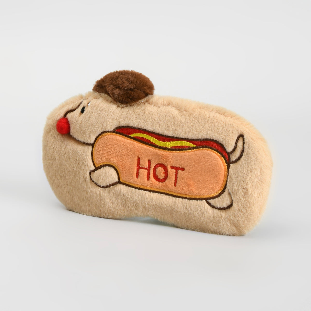 Cute Soft Plush Dog Sleeping Eye Mask: White/Brow