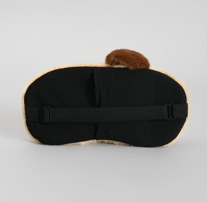 Cute Soft Plush Dog Sleeping Eye Mask: White/Brow
