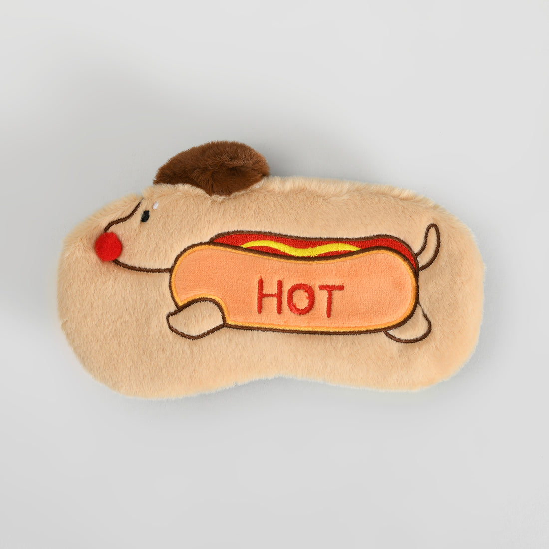 Cute Soft Plush Dog Sleeping Eye Mask: White/Brow