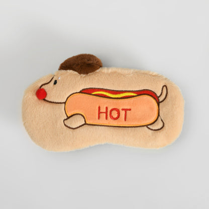 Cute Soft Plush Dog Sleeping Eye Mask: White/Brow