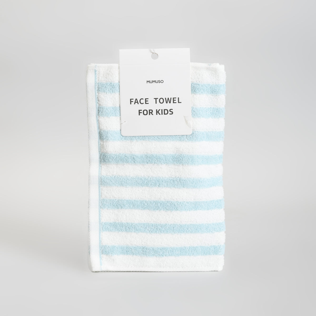 Mumuso Striped Cotton Face Towel for Kids - Blue and White