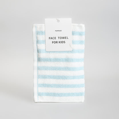 Mumuso Striped Cotton Face Towel for Kids - Blue and White