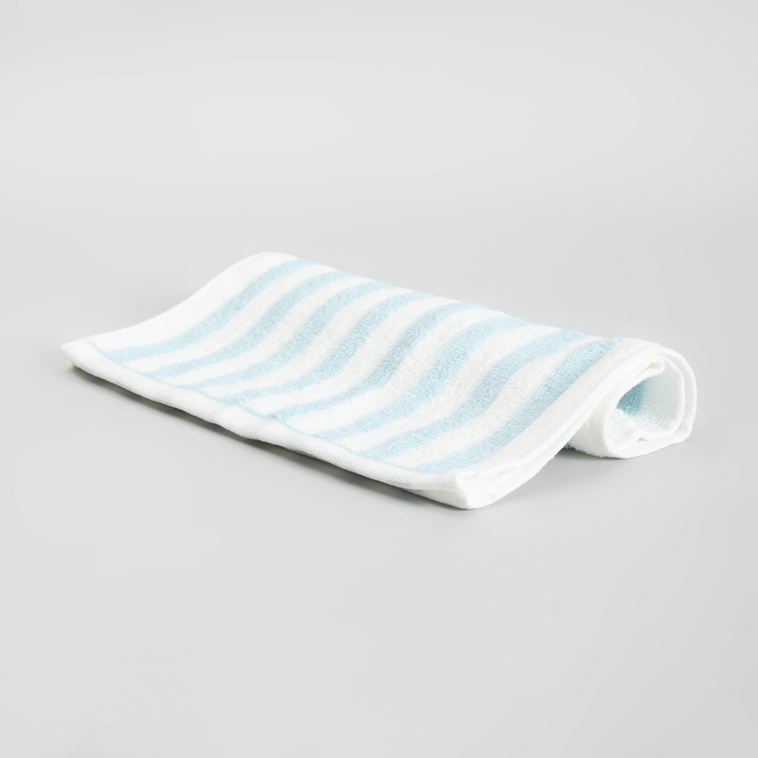 Mumuso Striped Cotton Face Towel for Kids - Blue and White