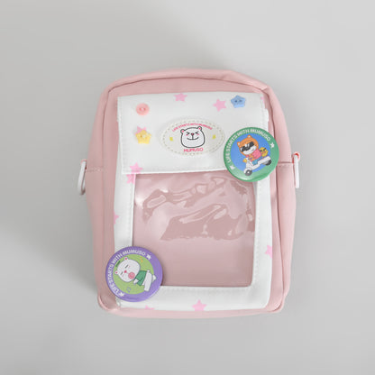 Mumuso All-Match Crossbody  Bag for Kids with Badges - Pink