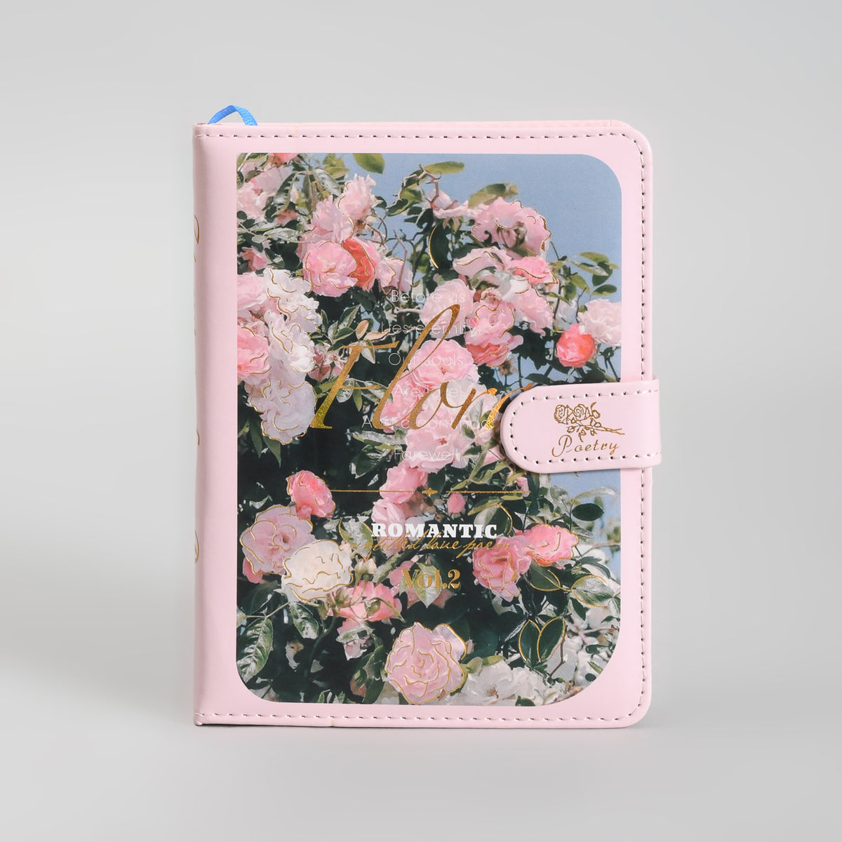 Mumuso 32K PU Notebook with Magnetic Clasp - Romantic Flowers (Pink)