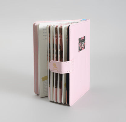 Mumuso 32K PU Notebook with Magnetic Clasp - Romantic Flowers (Pink)