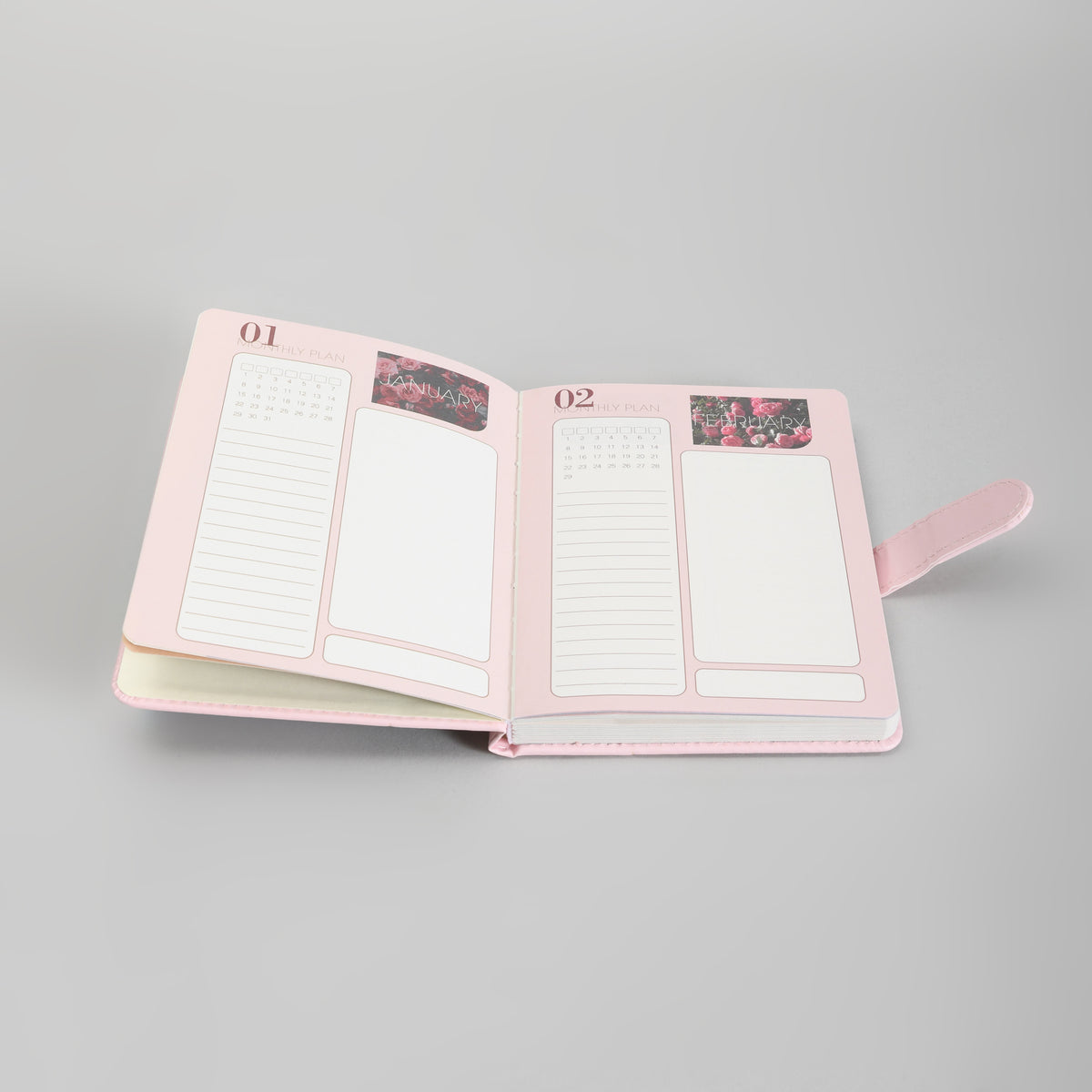 Mumuso 32K PU Notebook with Magnetic Clasp - Romantic Flowers (Pink)