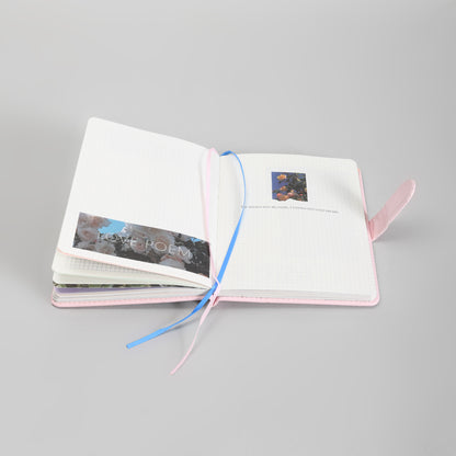Mumuso 32K PU Notebook with Magnetic Clasp - Romantic Flowers (Pink)