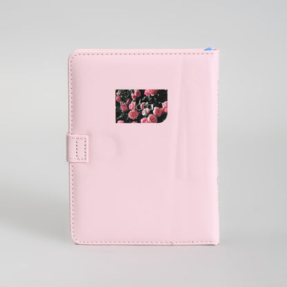 Mumuso 32K PU Notebook with Magnetic Clasp - Romantic Flowers (Pink)