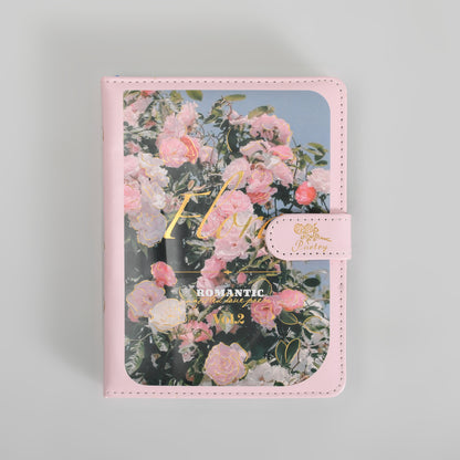 Mumuso 32K PU Notebook with Magnetic Clasp - Romantic Flowers (Pink)