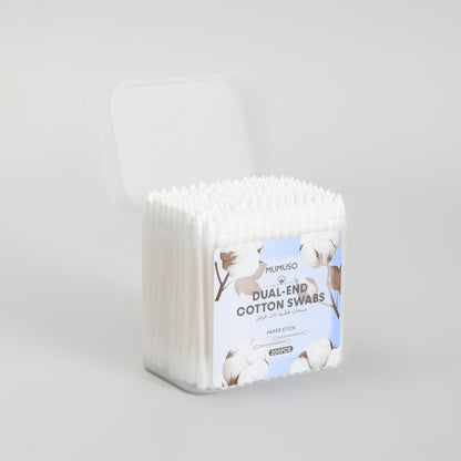 Dual-End Cotton Swabs – 200 Pcs with Pointed &amp; Rounded Paper Sticks