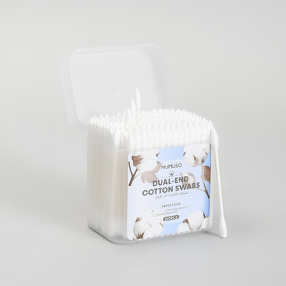 Dual-End Cotton Swabs – 200 Pcs with Pointed &amp; Rounded Paper Sticks
