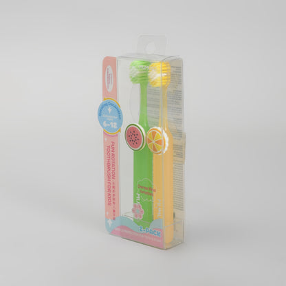 Toothbrush for Kids – Pack of 2 with Spinning Fruit Charms
