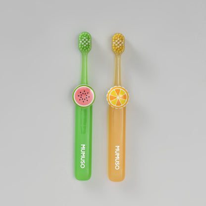Toothbrush for Kids – Pack of 2 with Spinning Fruit Charms
