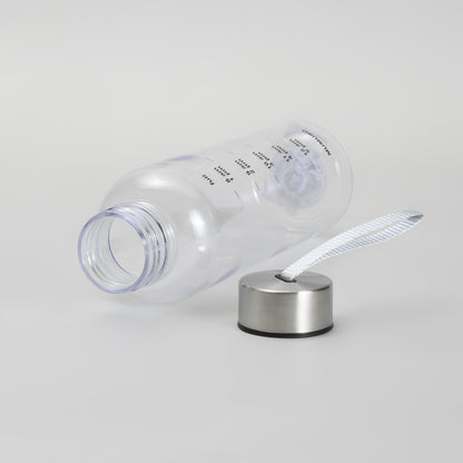 Clear Motivational Bottle with Carry Strap - Time Marker Water Bottle - 500 ml