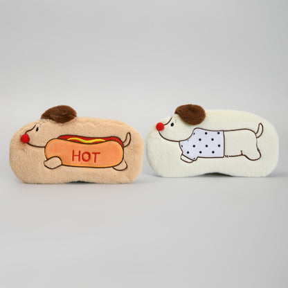 Cute Soft Plush Dog Sleeping Eye Mask: White/Brow
