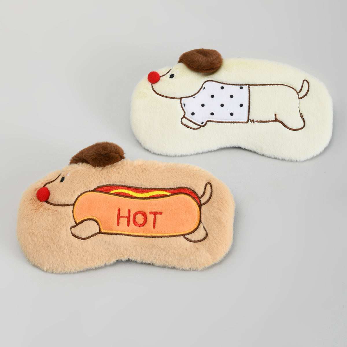 Cute Soft Plush Dog Sleeping Eye Mask: White/Brow