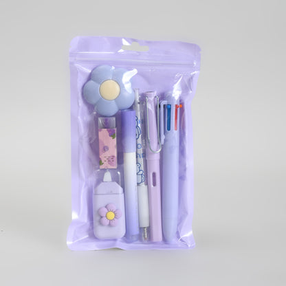 Mumuso Purple 7-Piece Stationery Set - Dreamy Unicorn