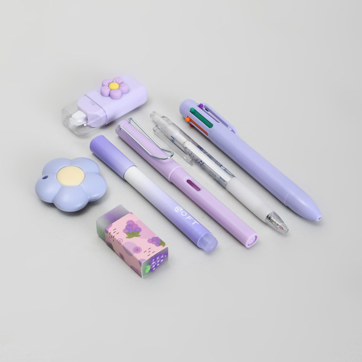 Mumuso Purple 7-Piece Stationery Set - Dreamy Unicorn