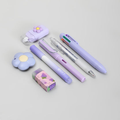 Mumuso Purple 7-Piece Stationery Set - Dreamy Unicorn