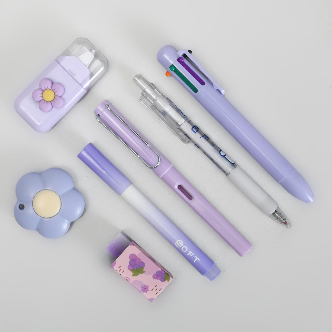 Mumuso Purple 7-Piece Stationery Set - Dreamy Unicorn
