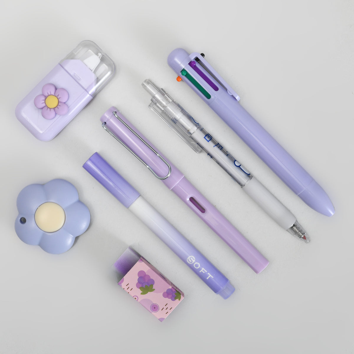 Mumuso Purple 7-Piece Stationery Set - Dreamy Unicorn