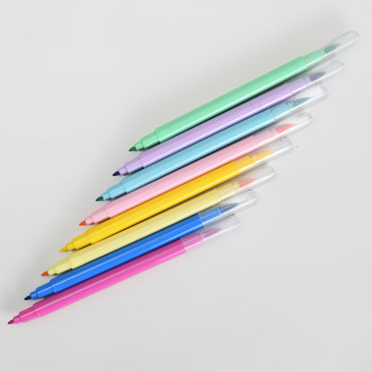 Mumuso Dual-Tip Watercolour Brush Pens - 8 Colours