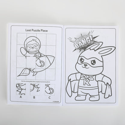 Kids Animal Colouring Book with 15 Reusable Stickers – 80-Page Activity Book