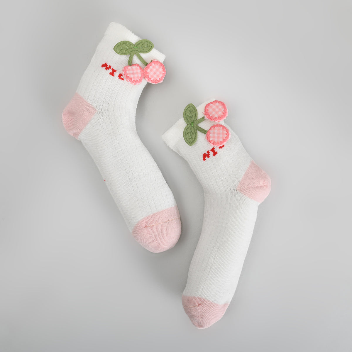 Cute Strawberry &amp; Cherry Kids Socks – Set of 2 Pairs (7-9 years)