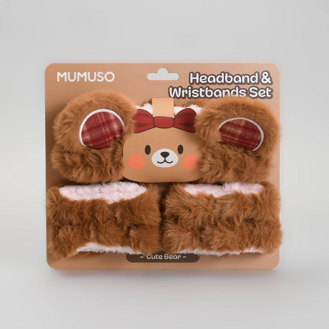 Mumuso Animal Series Headband &amp; Wristbands Set - Cute Bear/ Brown