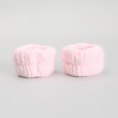 Bow Spa Headband &amp; Wristband Set – Pink Plush Skincare Headband