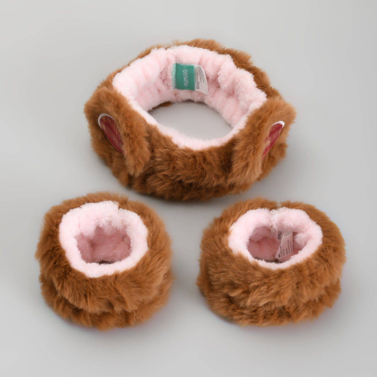 Mumuso Animal Series Headband &amp; Wristbands Set - Cute Bear/ Brown
