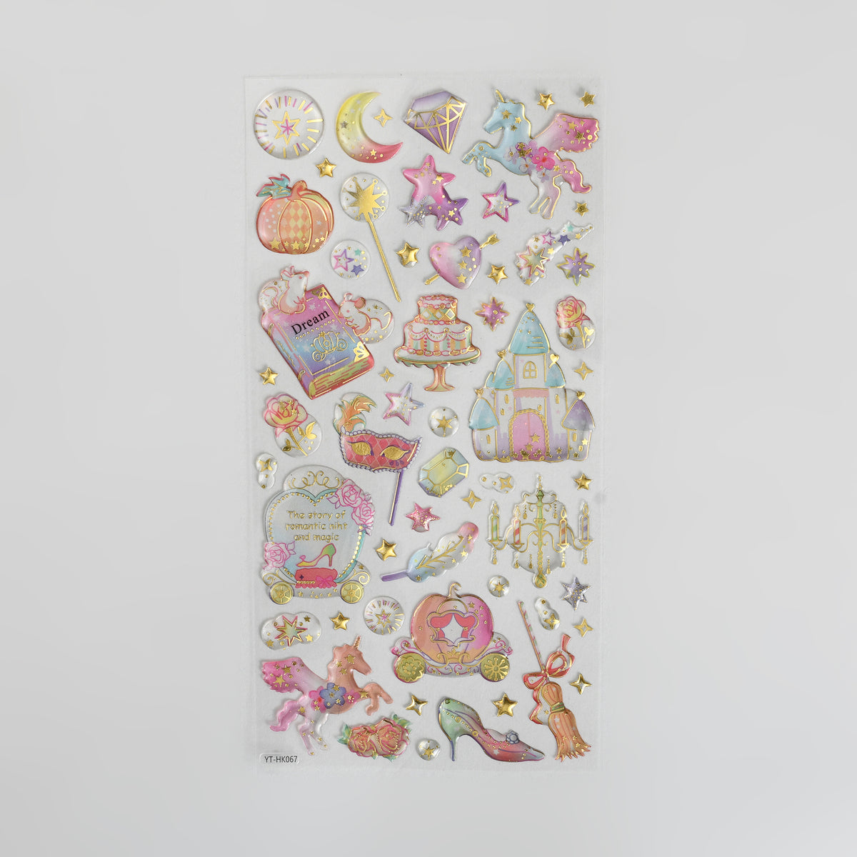 Dreamy Fairy Tale 3D Puffy Stickers with Gold Foil