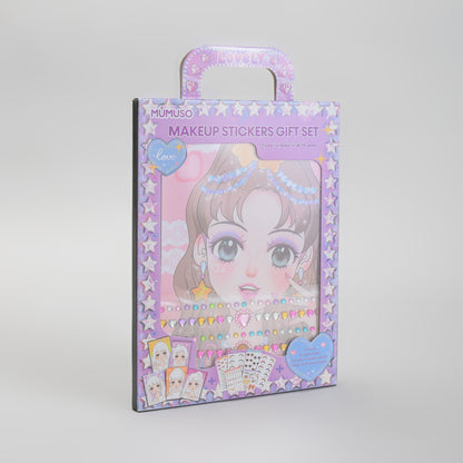 Makeup Stickers Gift Set for Girls – Dress-Up Sticker Book with Rhinestones