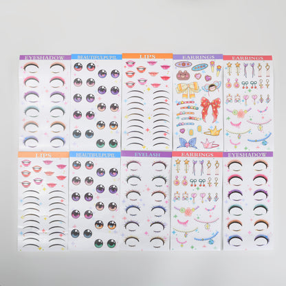 Makeup Stickers Gift Set for Girls – Dress-Up Sticker Book with Rhinestones