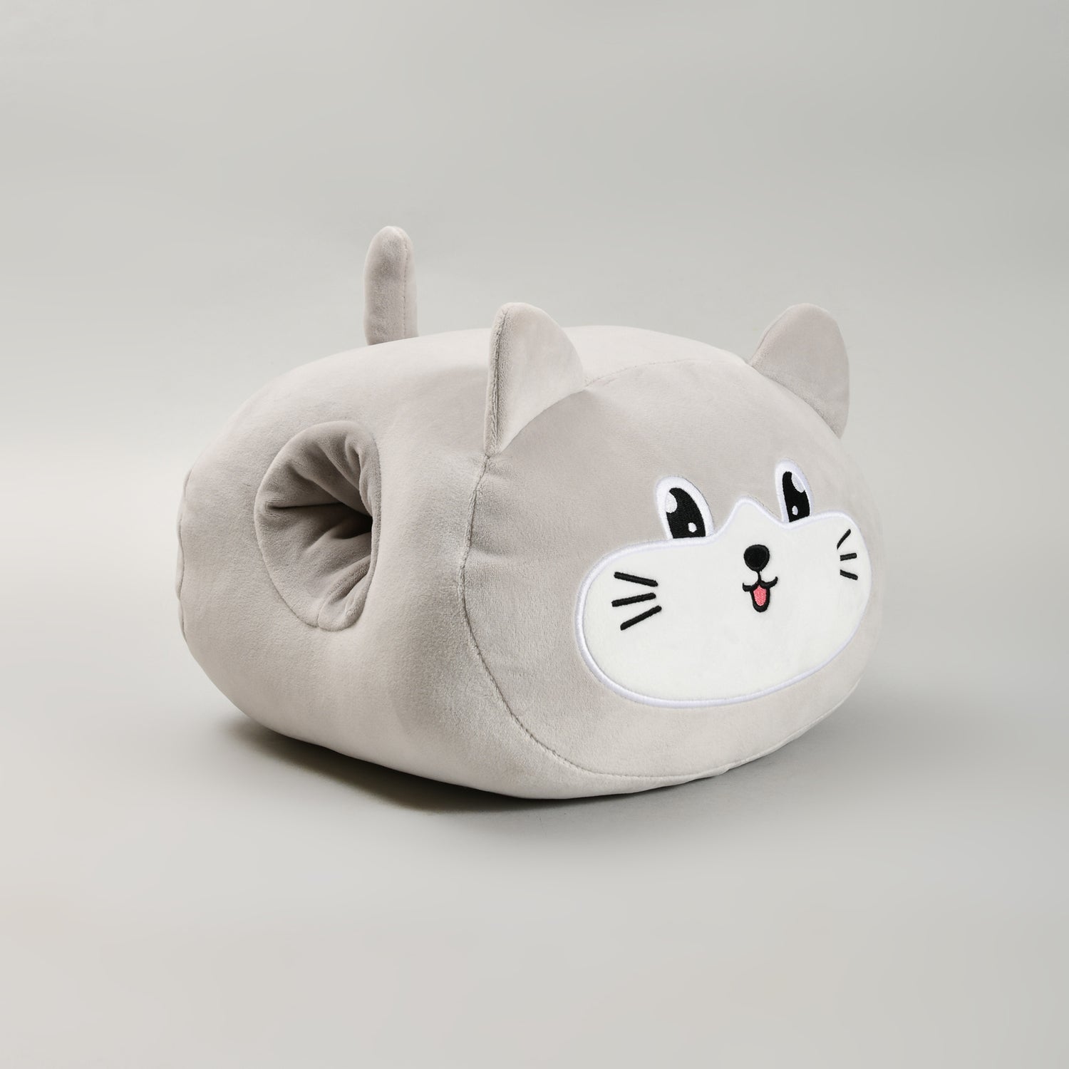 Ultra Soft Grey Cat Handwarmer Pillow- Plush Pillow/Throw Pillow