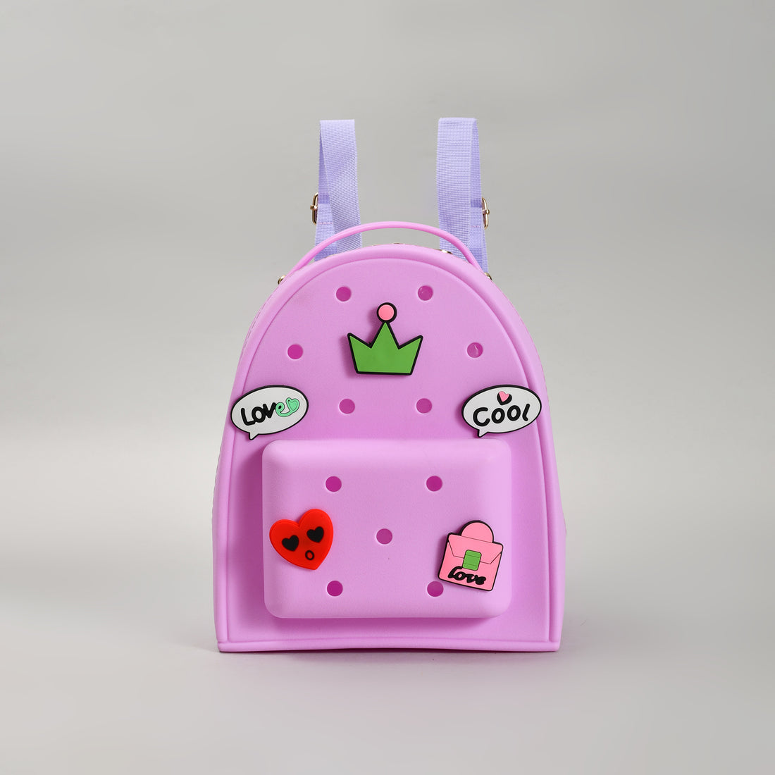 Croc Style Perforated Backpack- Purple