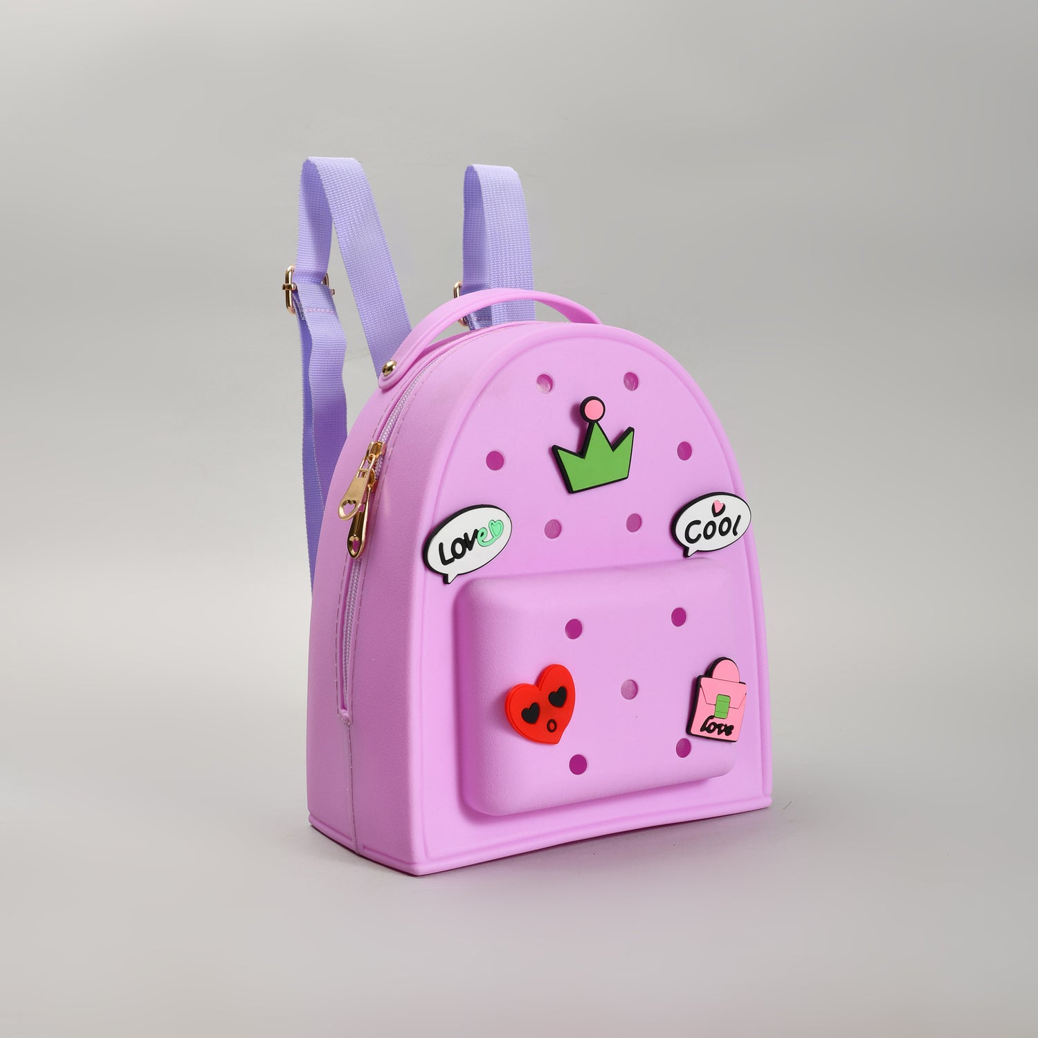 Croc Style Perforated Backpack- Purple