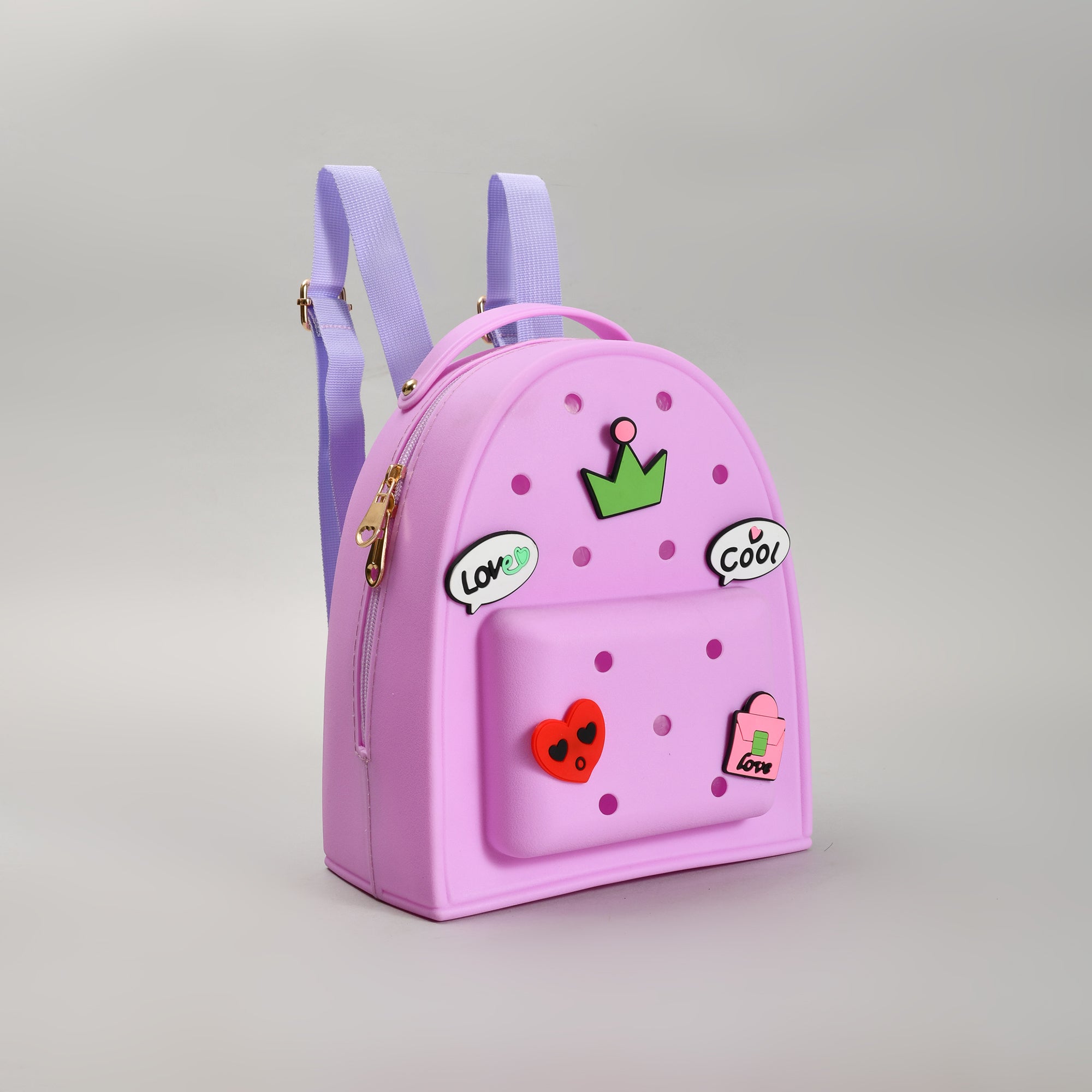 Croc Style Perforated Backpack- Purple