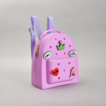 Croc Style Perforated Backpack- Purple