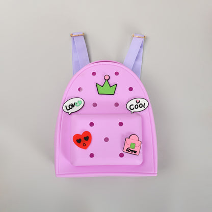 Croc Style Perforated Backpack- Purple